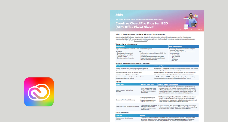 Creative Cloud Pro Plus for HED (VIP) Offer Cheat Sheet - Climb Channel ...