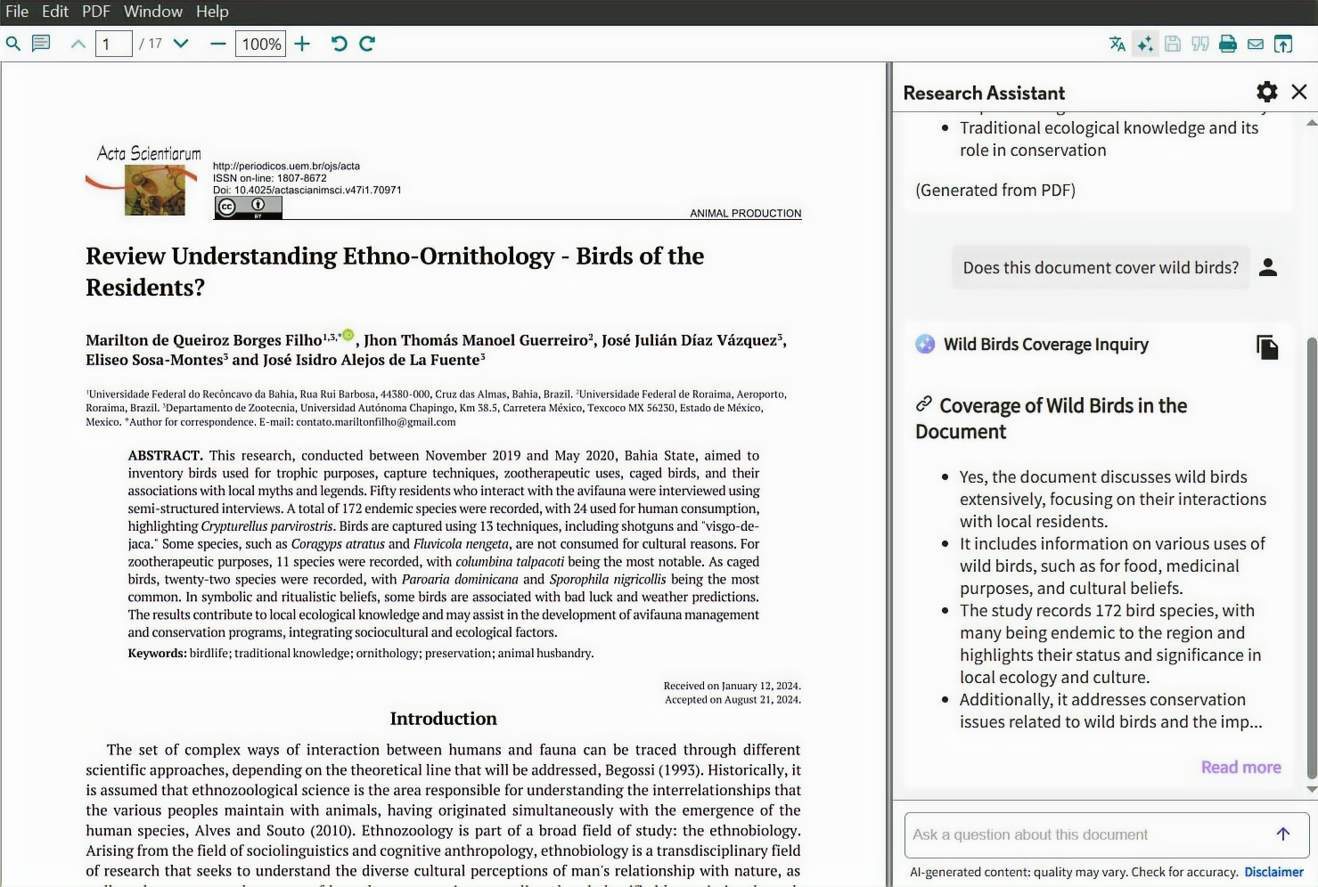 Preview of EndNote Research Assistant
